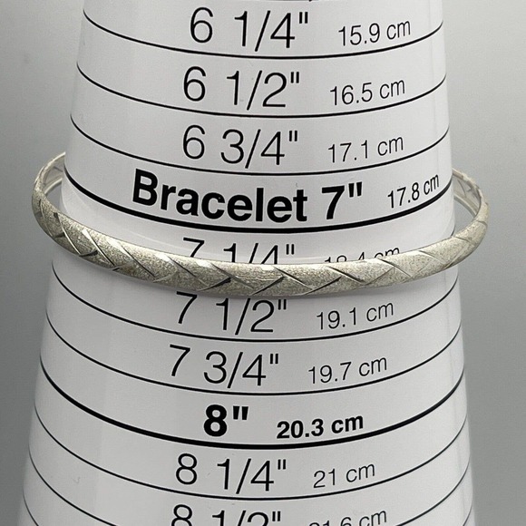JCM 925 Sterling Silver Etched Chevron Textured Pattern Bangle Bracelet 7.25” - Picture 5 of 7